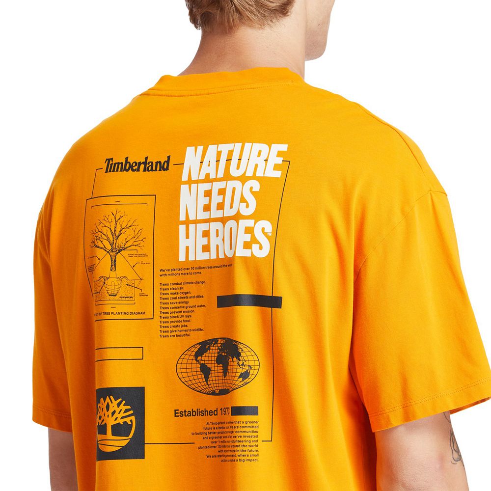 Camisetas Timberland Hombre Heritage Short-Sleeve Tree Pack Naranjas - Chile CYB-809651